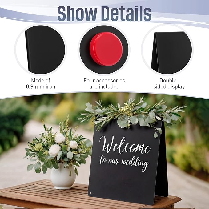Fainne 2 Pack 6x8 Inch Magnet Display Stand, Double-Sided Magnetic Bulletin Board with Stand Tabletop Blank Magnetic Signs for Restaurant Menu Office Home School, Black