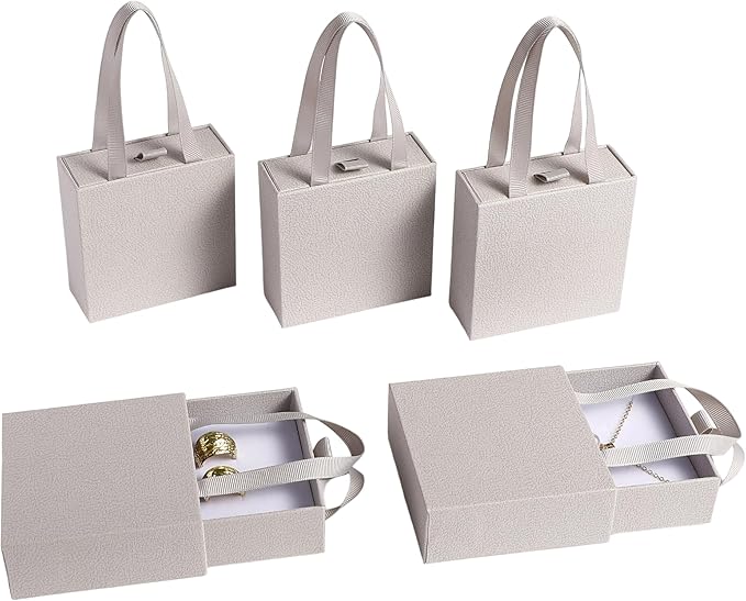 40 pcs paper boxes 9 x 9 x 3.5 cm, grey luxury gift storage, jewelry gift storage box for earrings necklaces bracelets rings