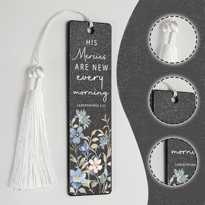 Christian Mercies Bookmark, Inspirational Gift for Believers, Uplifting Present for Spiritual Readers, Faith - Based Reading Gift, Unique Floral & Scripture Design Bookmark, WCB52