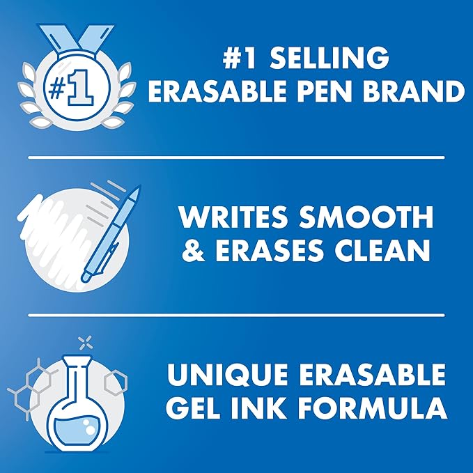 PILOT FriXion Ball Erasable & Refillable Gel Ink Stick Pens, Fine Point, Black & Blue Ink, 8-Pack