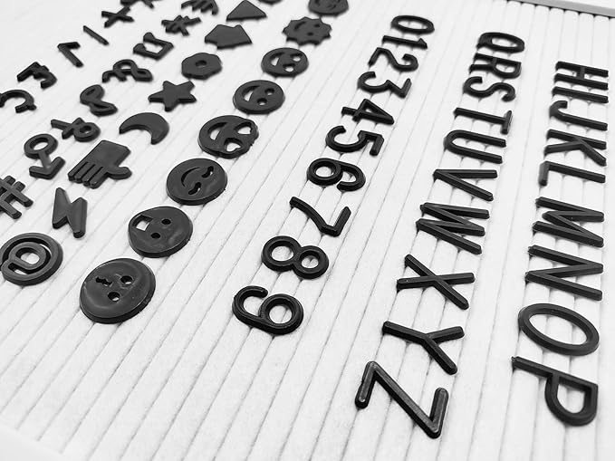 Felt Letter Board Letters Set, Pre-Cut 340pcs 7/8 inch(0.875") Black Letters Only(No Board Included)