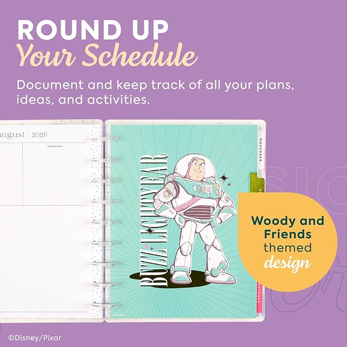 Happy Planner Disney Toy Story 12-Month Disc-Bound Planner, July 2026–June 2027, Classic Size, Vertical Layout, Woody and Friends