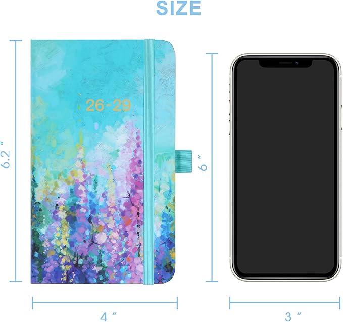 2026-2029 Pocket Planner - JUL 2026 - JUN 2029, 2026-2029 Pocket Calendar, Monthly Planner (36-Month) With 60 Notes Pages, 6.2" x 4", 3 Year Planners with Contacts, Holidays and Pen Holder, Painting
