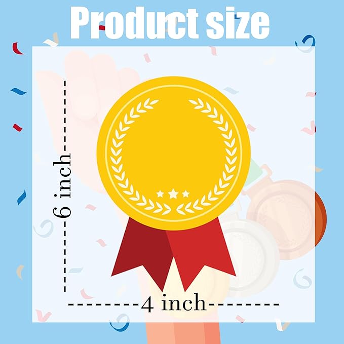 Medal Cutouts Blank Ribbon Award Cutouts 4x6 Inch Honorable Recognition Ribbons DIY Kits for Classroom Student Teacher,9 Designs,54 Pieces