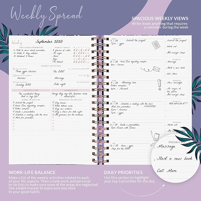 PLANBERRY Large Weekly Planner Premium – Undated Life & Budget Planner – Organizer & Productivity Journal, 8x10.4″ (Wild Purple)