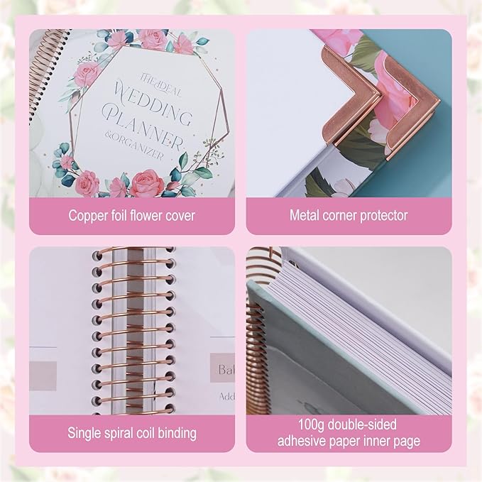 Wedding Planner Book and Organizer for Bride, 88 Pages Wedding Planning Binder & 2 Pages of Stickers, Engagement Unique Gifts for Couples, Wedding Planners Essentials, Easy Bridal Planning