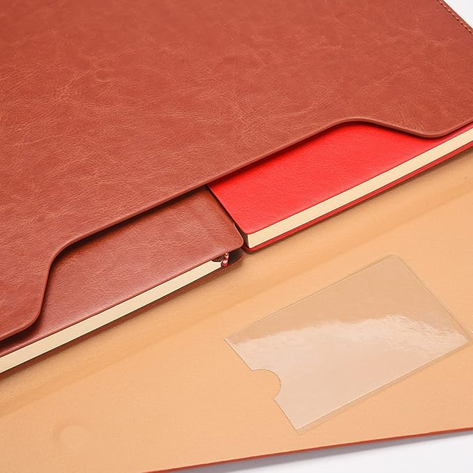 VANRA 1 Piece File Folders PU Leather Expanding Document Holder File Jacket Filing Envelope for A4 Letter Size Paper with Invisible Magnetic Closure Brown