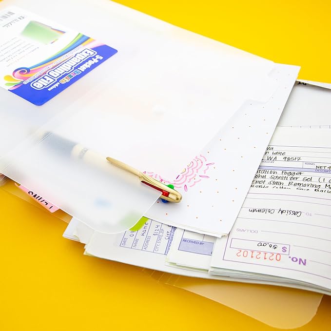BAZIC Products 5-Pocket Vertical Expanding File, Letter Size, Accordion Poly Body, for School Office Documents, 4 Pack