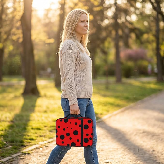 Ladybug Black and Red Polka Dot Bible Cover Case Carrying Book Protector Case Bible Study Supplies Accessories Holder Case Christian Gift for Women Men