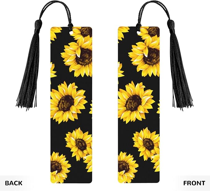 Sunflower 5pcs Wood Bookmarks with Tassel for Planner Reading Book Lovers Accessory Readers Men Women 4.6 X 1.2 Inch