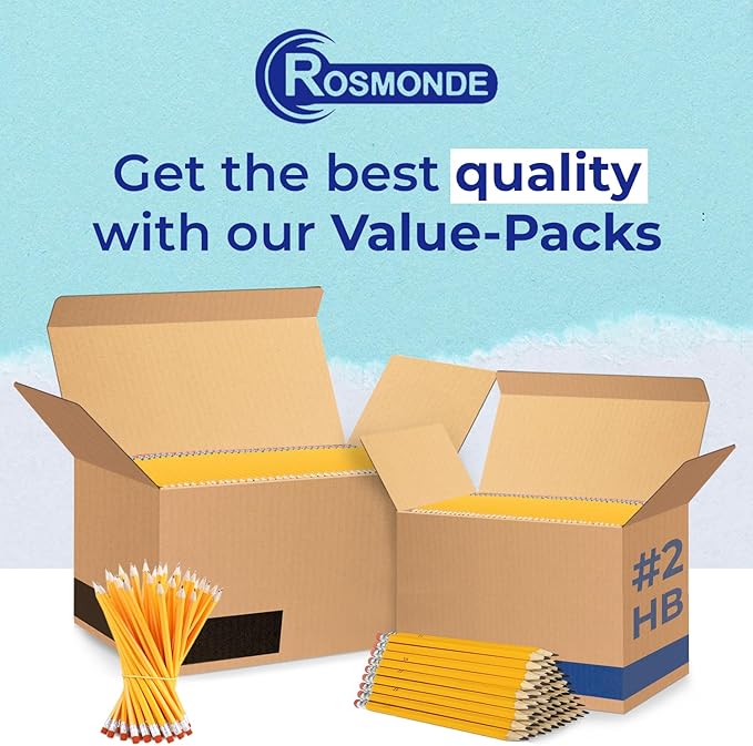 Rosmonde Bulk 5000 Pack, Bulk Yellow Pencils, Pre Sharpened #2 HB, Pencils With Top Erasers, Easy Hold Grip, Best for School District Supplies, Teachers, College & Classroom Distribution
