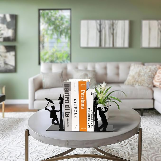 Design Book Ends for Shelves Decorative Desk or Countertop, Hidden Metal Bookends Hold Books, Bookend Holder for Mother's Day Decorations Gift, Gift for Book End Mother's Day Decor (Set of 2)