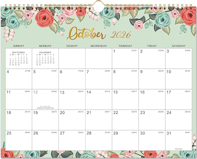 Calendar 2026-2027 - Wall Calendar 2026-2027, JUL 2026 - Dec 2027, 15" x 11.5", 18 Months Hanging Monthly Calendar, 26-27 Calendar with Spiral Bound, Julian Dates, Thick Paper Perfect for Home Office Organizing