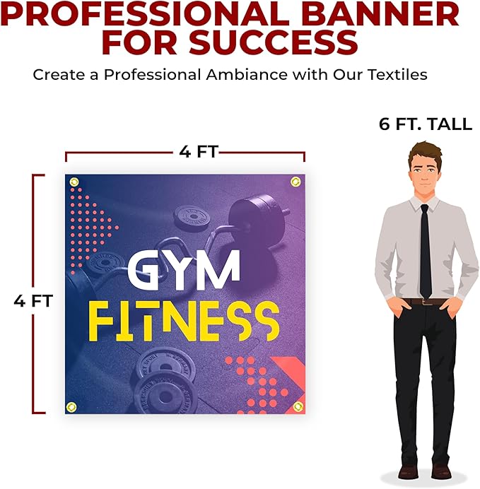 Gym Fitness Large Banners and Signs for Outdoor by Mavis Printing-Polyester Banner with 4 Holes for Easy Hang Indoor & Outdoor|4x1 Feet HD Print Sign to Promote Church| Made in USA