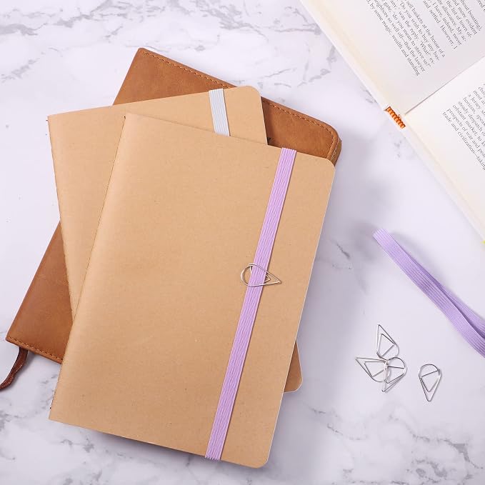 Elastic Bookmarks Set Multi Color Elastic Rope Bands Planner Bookmarks Include 30 Pcs Stainless Steel Teardrop Paper Clips and 12 Pcs Bands for Office School Reader(Cute Color)