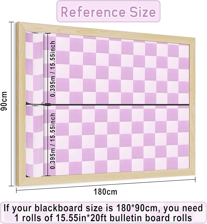 Purple Checked Bulletin Board Roll Reusable Waterproof Erasable Pastel Purple Background Poster Non-Woven Fabric Bulletin Board Roll for Mother's Day Easter Classroom Decor Wrap Paper 15.55" x20ft