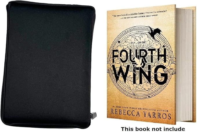 AF-WAN Neoprene Soft bag Book Sleeve bag holder with Zipper, Suitable for Fourth Wing Hardcover Book Protection at Home, Outdoor, and Travel (Black)