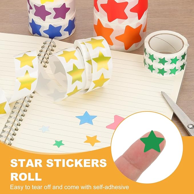 PATIKIL Star Stickers Roll 3/8", 1000 Pcs Self-Adhesive Reward Stickers for Classroom Teacher Supplies and DIY Craft, Green