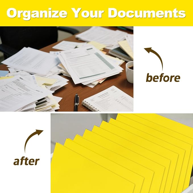 Folders with Pockets, LAYZZ 30 Pack Paper Pocket Folders, 2 Pocket File folders Fits Letter Size Paper, for School Office and Home (Yellow)