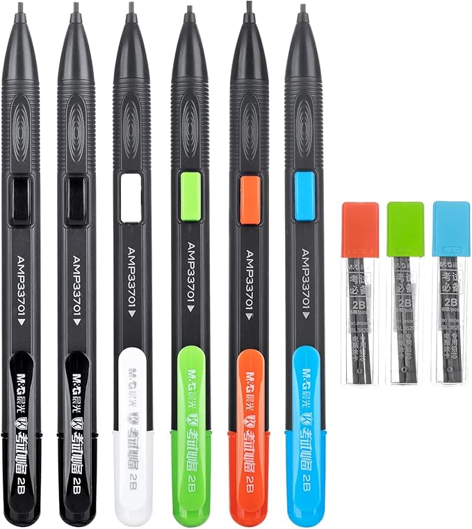 M&G 6 Pack Mechanical Pencils with Erasers 1.8mm, 3 Tubes of Lead Refills, Bulk Mechanical Pencils for School Supplies, Teacher Supplies, Drawing Pencils, Sketching Pencils