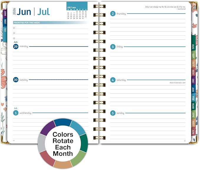 HARDCOVER Academic Year 2026-2027 Planner: 14 Months (May 2026 Through June 2027) 5.5"x 8" Daily Weekly Monthly Planner Yearly Agenda. Bookmark, Pocket Folder and Sticky Note Set (Colorful Botanicals)