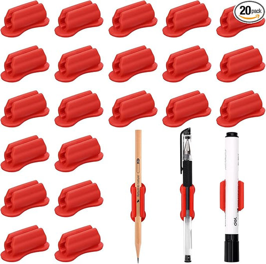 BOBOKA 20 Pack Upgraded Pencil Holder, Adhesive Pen Holder for Desk, Silicone Pencil Holder & Marker Holder for Clipboard Wall Classroom School Office Desk Accessories, Teacher Supplies