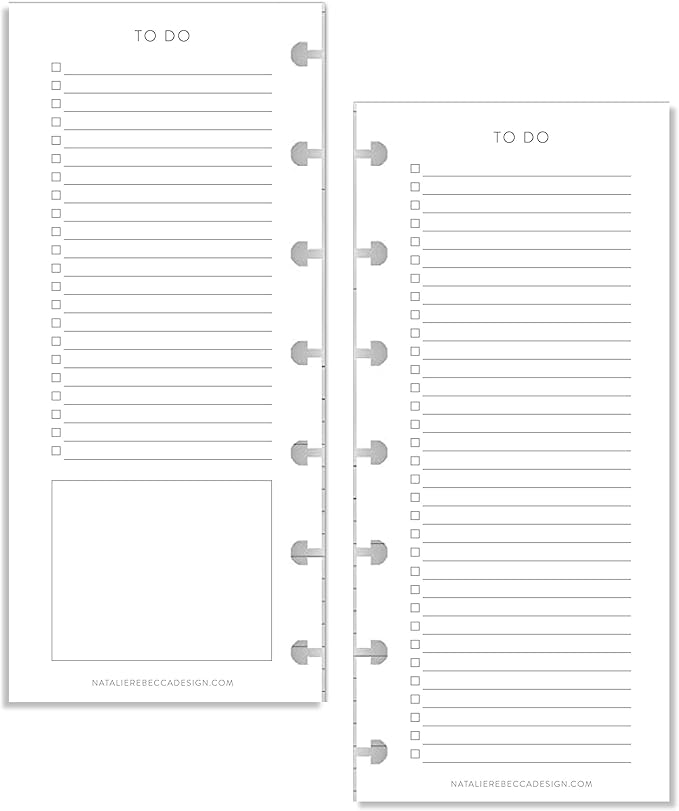 BetterNote Skinny To Do List Refills for Discbound Notebooks, Half Sheet Checklist, Fits Levenger Circa, Staples Arc, TUL, The Happy Planner, Disc Bound, Talia (Classic- 25 Sheets, 8-Disc, 5.5"x8.5")