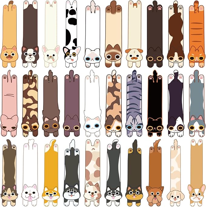 30 PCS Cat Dog World Bookmark, Bookmarks for Cats and Dog Lovers, Bulk Bookmarks for Men and Women, Unique Book Mark for Reading for Boys, Girls, Students, Classroom Gifts, Prize, Reading