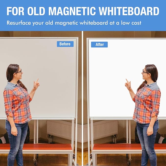 HOMiDEK Large Magnetic Backing Whiteboard: 24x36 Flexible Dry Erase Writing Sheet, Removable White Board for Fridge and Any Iron-containing Surface, Includes Markers, Magnets, Eraser, Cloth, Holder
