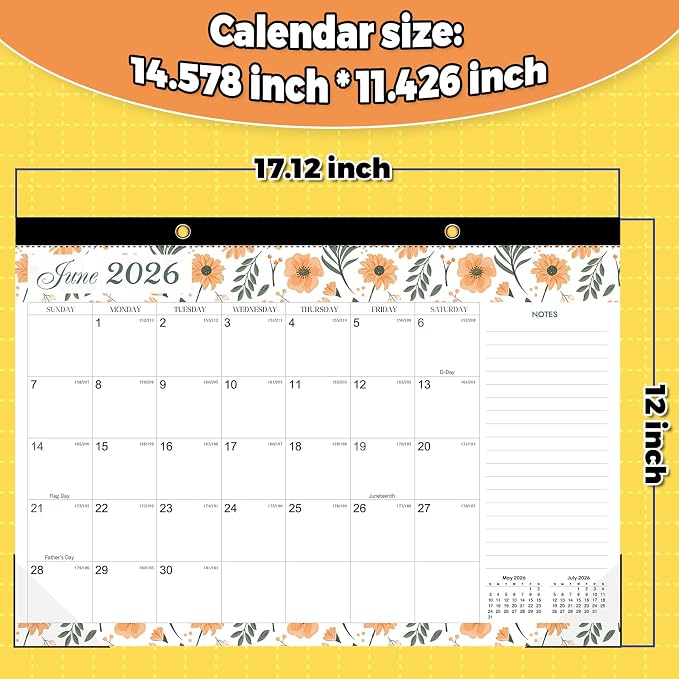 2026-2027 Desk Calendar, 18 Months Monthly Wall Calendar from Jun 2026 to Dec 2027, Large 17" x 12" Thick Paper Planner for Home Office Organizer, Teacher Desk Accessories，Home