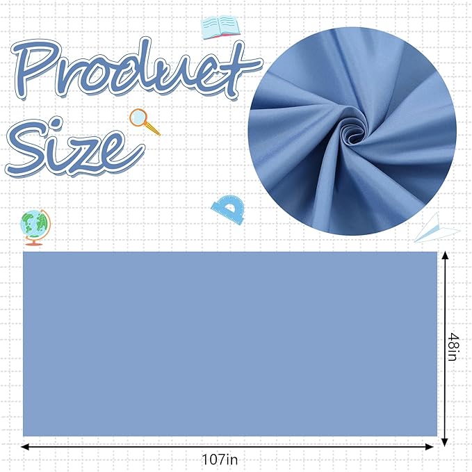 Mindsoft Bulletin Board Fabric 48 '' x 107 '' Class Fabric for Classroom Bulletin Board Decor, Pillows, Curtains, Crafts (Aegean Blue)