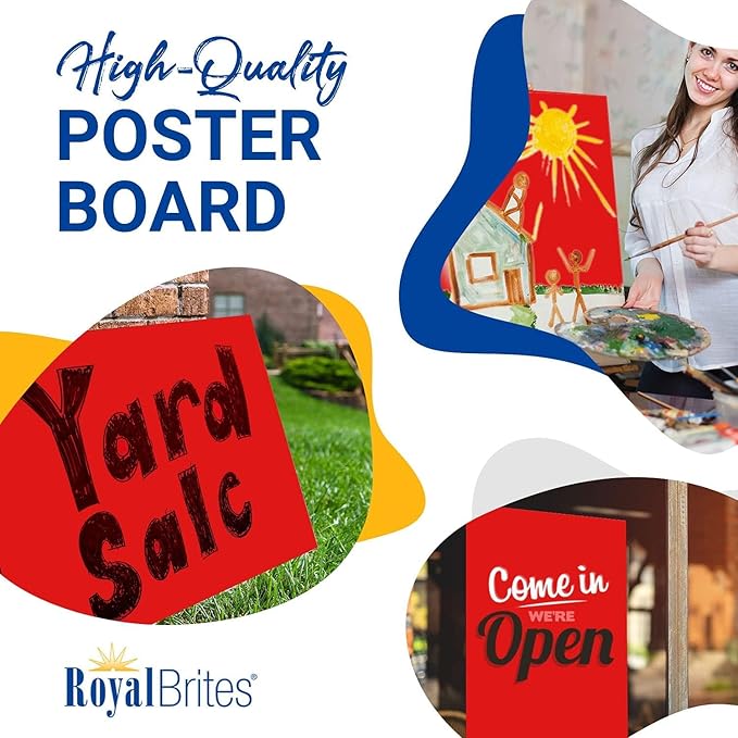 Red Poster Board, Premium 2-Sided 22x28 Poster Board for School Projects, Arts & Crafts, Water & Fade Resistant Posterboard for Signs & Presentations, 40 Count