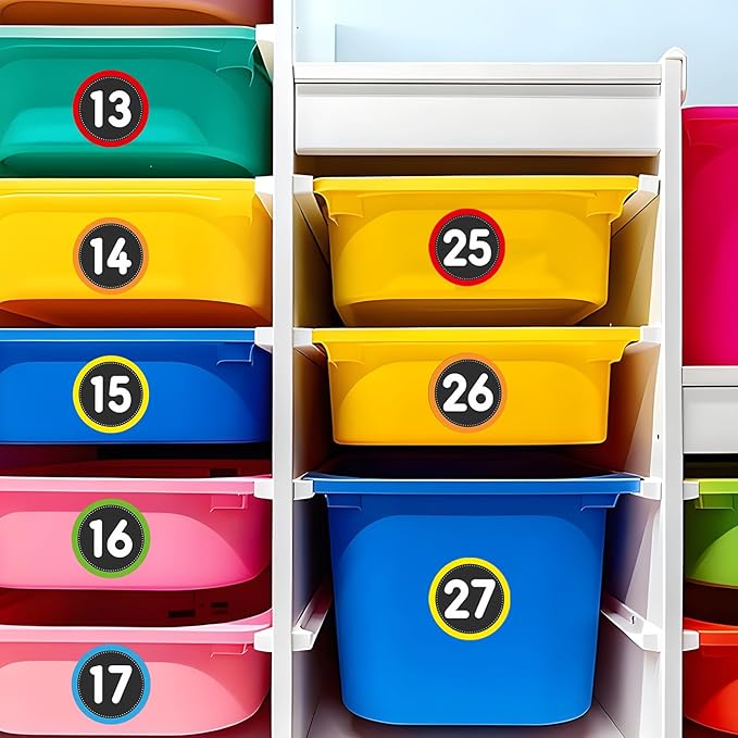 Number Spot Markers Stickers – 36PCS Number Stickers Classroom Decoration, Repositionable Vinyl Floor Numbers, Line Up Spots for Classroom Floor, Preschool, Daycare, PE, Activities (Multicolored)