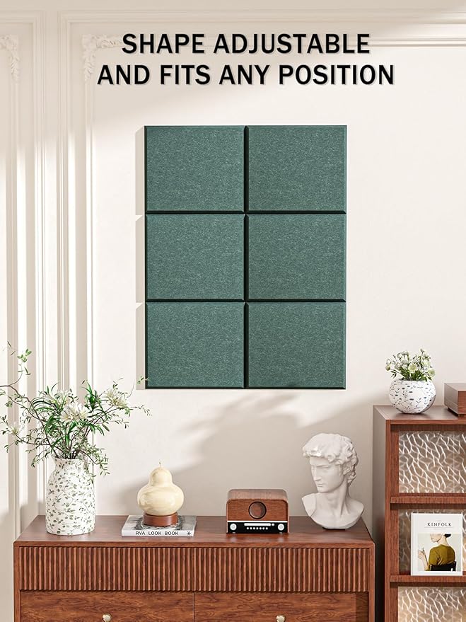 Hsurbtra Cork Board for Wall 24 x 18 Inch, 6 Pack Felt Bulletin Notice Board with Pushpins for Office Home School Farmhouse Wall Decor, Green