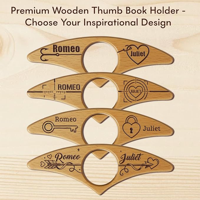 Custom Book Page Holder, Thumb Book Page Holder, Personalized Wooden Page Holder for Reading, Gifts for Book Lovers Teachers Appreciation Gifts on Birthday (Lovers Style)