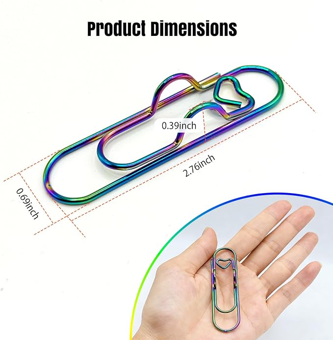 Oversized Paper Clip with Pen Holder, 5 Pack Metal Jumbo Paperclip Pen Clip Desk Organizer, Paperclip & Pen Loop 2 in 1 for Office Home School Decoration and Stationery Storage