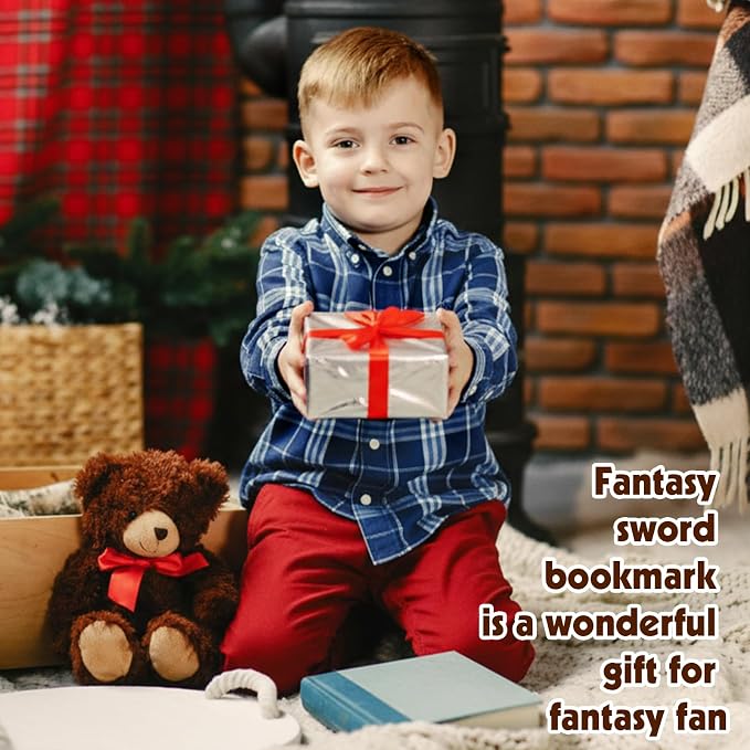 6Pcs Fantasy Sword Metal Bookmarks Set, Cool Wing Bookmark, Fantasy Bookmark Gifts for Book Lover, Reading Accessories for Books Journals Planners, 1.57 x 4.33in