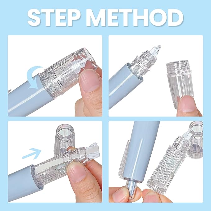 Refillable Retractable Correction Tape Refill, 12 Pack Correction Tape Refills Easy to Use Applicator, Pen Shaped Applicator Refills for School Office Journal Wrong Writing Instant Correct (Pack, 12)