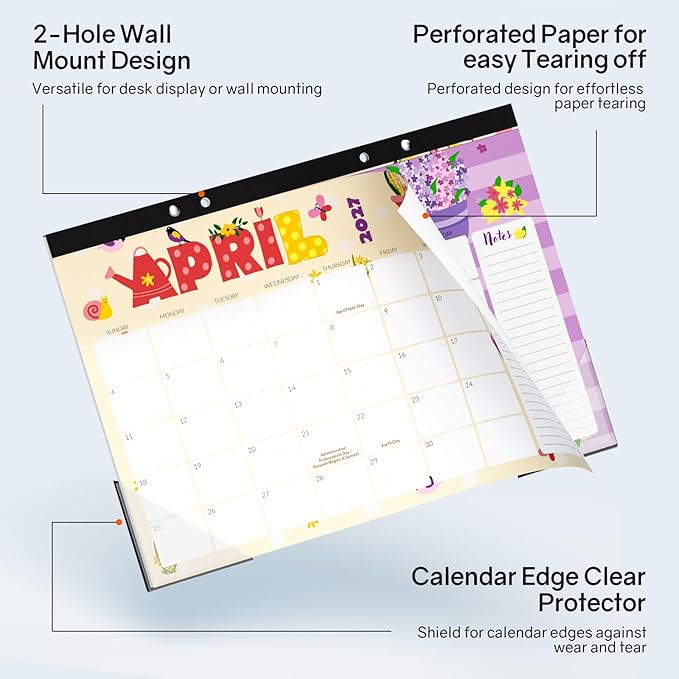 SUNEE Desk Calendar 2026-2027, 17" x 12", 18 Month Calendar Jul. 2026 - Dec. 2027, Calendar 2026-2027 With Notes, for Planning, Organizing in Family, School or Office, Cute