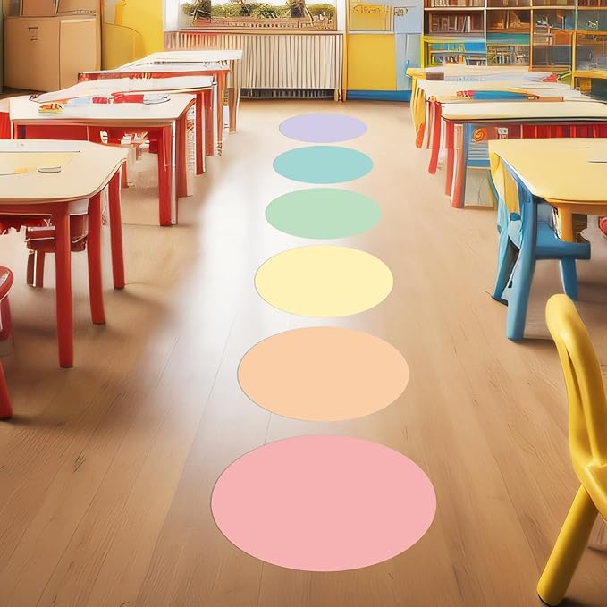 Lincia 24 Pack Colorful Erase Dots Circles 10.5 Inch Removable Vinyl Spot Dry Erase Desktop Writing Spots Set for 100th Day of School Classroom Table Teacher Students Home Desk Wall (Candy Colors)