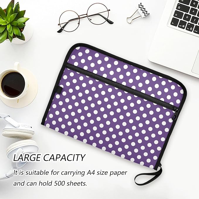 ALAZA Polka Dot Hipster Funny 13 Pocket Expanding File Folder with Labels, Accordion File Folder File Organizer Letter A4 Paper for Office School Student
