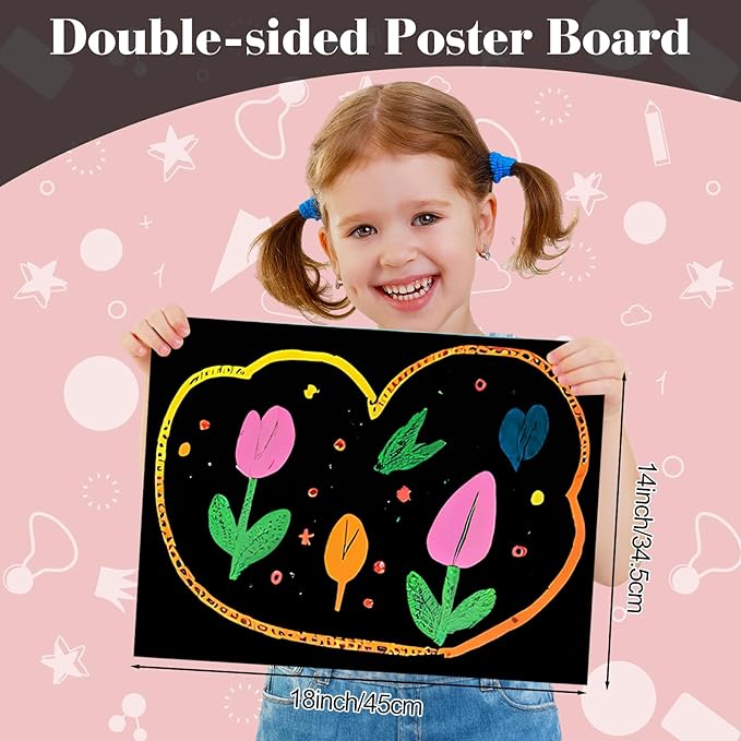 10 Pcs Black Poster Board Paper 14x18, ROOKEA Vision Boards Posterboard Bulk for School Projects Classroom Arts Craft Presentations Drawing Scrapbooking Blank Graphic Display