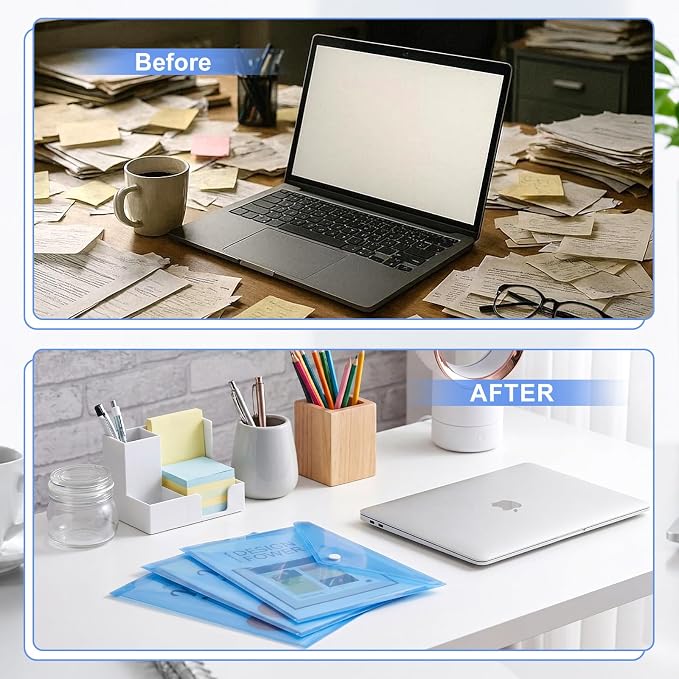 200 Pieces Blue 5x7 Small Plastic Envelopes Receipt Check Storage File Holder Case Waterproof Transparent File Envelopes for Home Office Document Receipt Card Storage