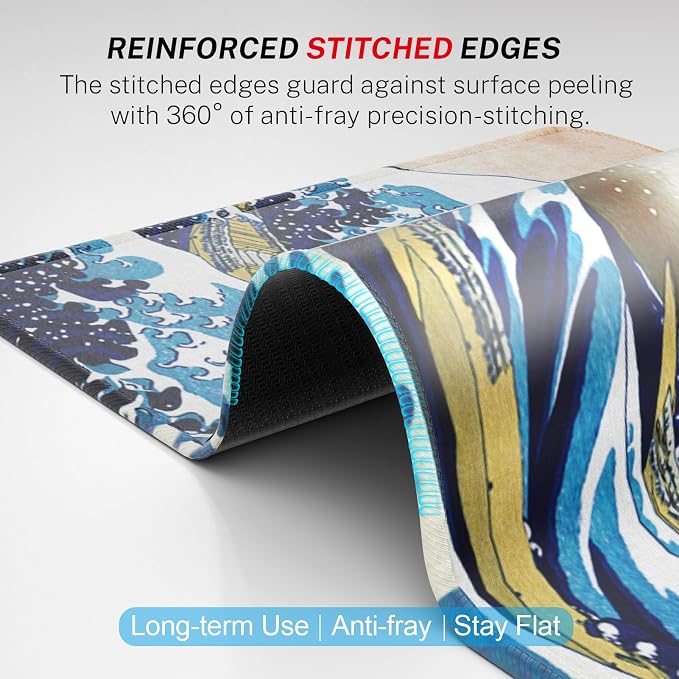 MROCO Essential Office & Gaming Mouse Pad, 8.5 x 11 Inch, Big Wave | Anti-Fray Stitched Edges, Functional Pattern Design, Non-Slip Rubber Base, Water and Stain Resistance