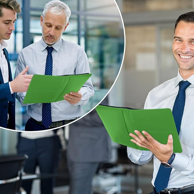 Junior Padfolio Portfolio with 5 x 8 Writing Pad, A5 Business Portfolio Binder Folder Organizer Multi-Function Combination Case for Men Women,Green