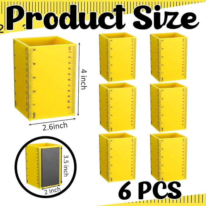 6 Pcs Ruler Classroom Decor Classroom Magnetic Storage Boxes Magnetic Storage Containers Plastics Pen Holder for Refrigerator Whiteboard Home Office School Organizer Supply
