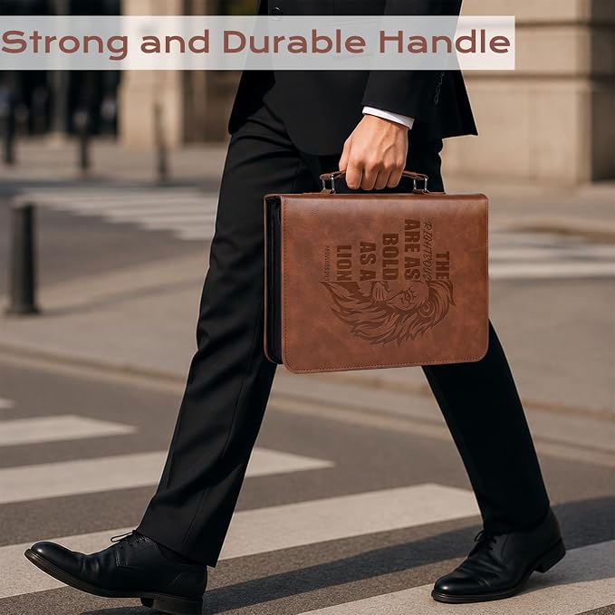 XKDOUS 20 Pcs Leather Bible Cover Case Kit Men's Bible Bag with Tabs, Pens, Study Supplies Portable Carrier Church Book Holder Christian Gift Father Day for Dad, Mom, Men, Women