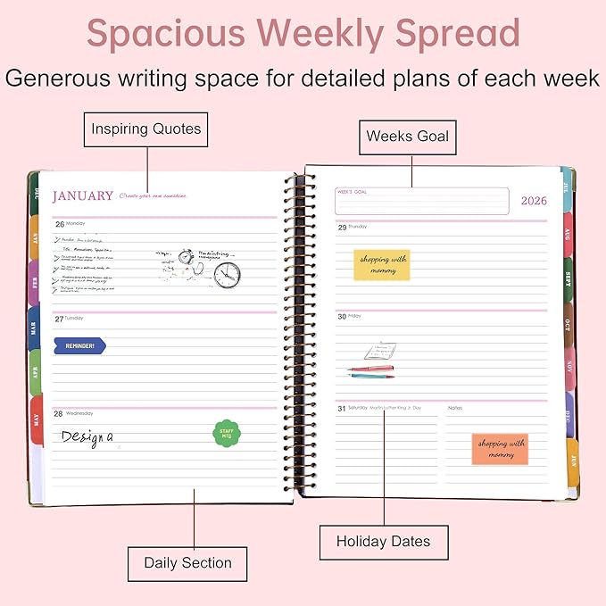 Yoment 2026 Planner Weekly and Monthly 8.5"x11" Large Hardcover Planner from Dec 2025 - Dec 2026 13 Months Calendar Academic Planners for Women Men Agenda Daily Weekly Yearly Planning with Tabs, Cloud