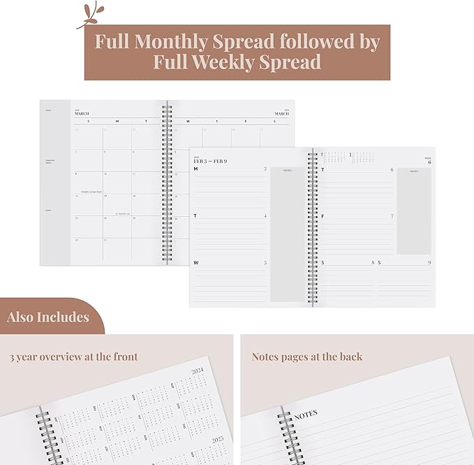 Rileys Academic Planner 2025-2026, Daily, Weekly & Monthly Planner, July 2025 - June 2026, Student Notes Pages, Twin-Wire Binding, Weekly Agenda for School & Work (8.5 x 11-Inches, Black)