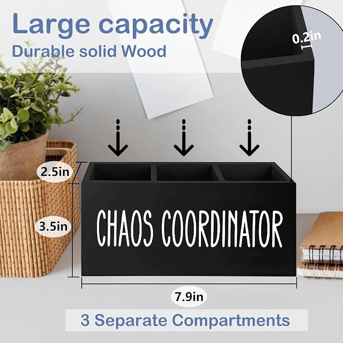 SNNDER Chaos Coordinator Gifts Pen Holder for Desk, Appreciation Thank You Gifts for Teachers Mentors Leader Boss Coworkers Managers Wooden Pen Pencil Holder Organizer for Office Desk Accessories
